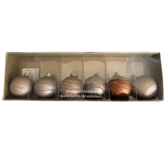 Pier 1 Imports Set Of 6 Ball Ornament Place Card Holders w/Cards Holiday Decor - Picture 2 of 4